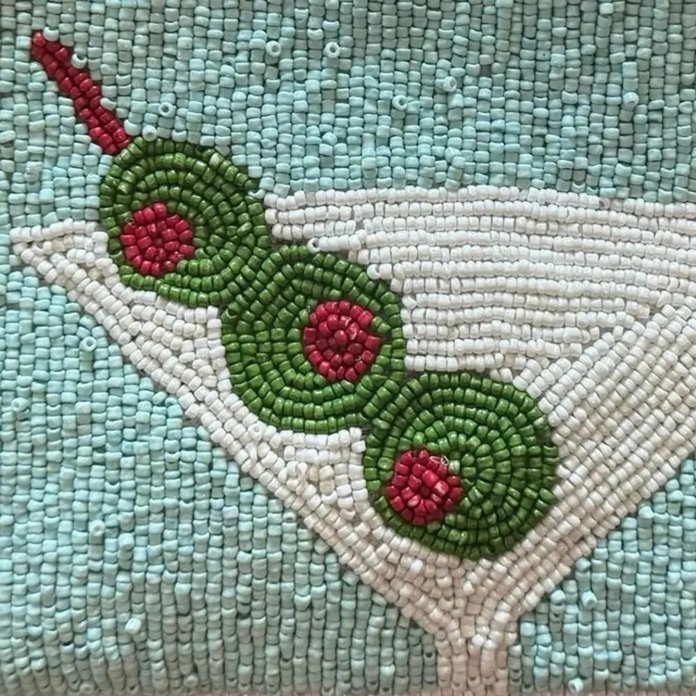 NWT Wandering Moon Beaded Martini Travel Pouch Handmade India Clutch Bag